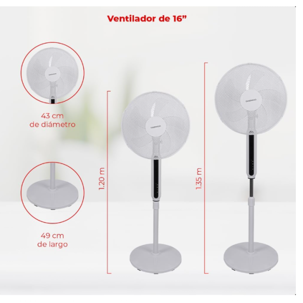 VENTILATEUR DAEWOO -Ventilateur sur pied DW-VENT-DI-1692AXK - Blanc