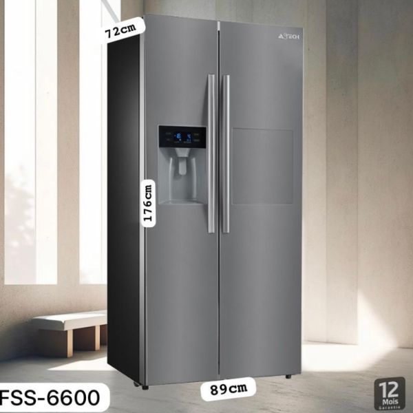 REFRIGERATEUR ASTECH SIDE BY SIDE 2PORTES INVERTER + GLACON AVEC FONTAINE GM FSS6600DDDA